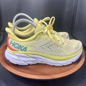 Hoka One One Clifton 8 Womens Size 7 B Yellow Athletic Running Shoes Sneakers